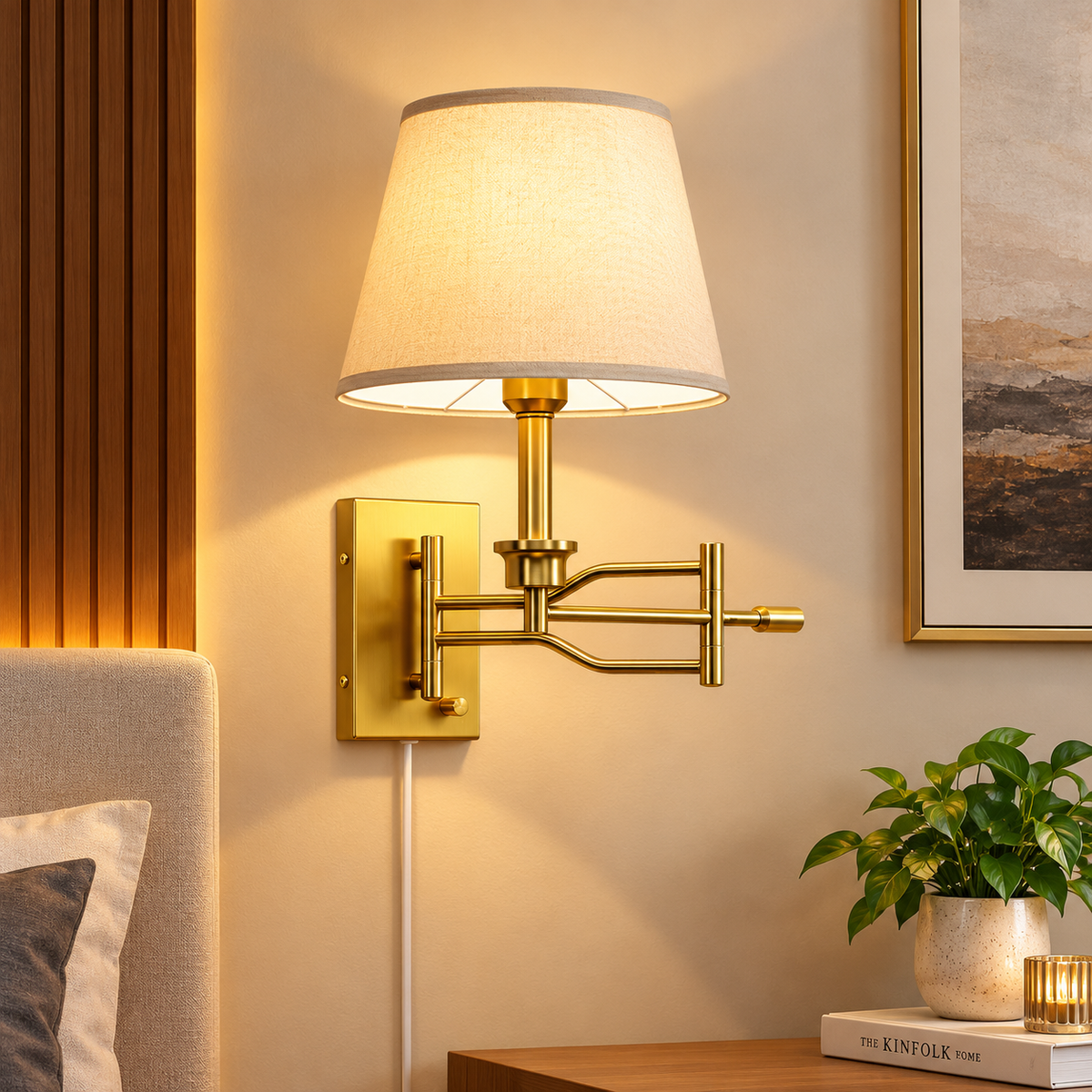 Light Dimmable Iron Swing Arm Sconc