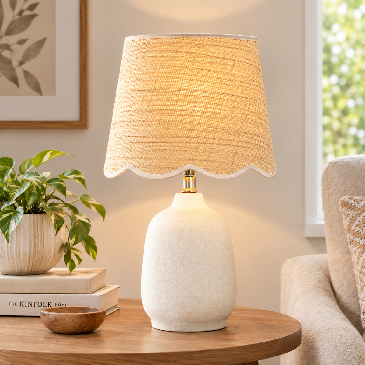 Kokenos Ceramic & Rattan Table Lamp