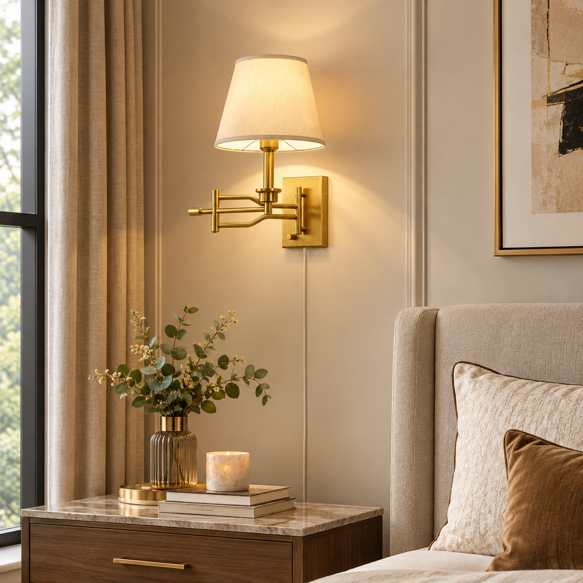 Light Dimmable Iron Swing Arm Sconc