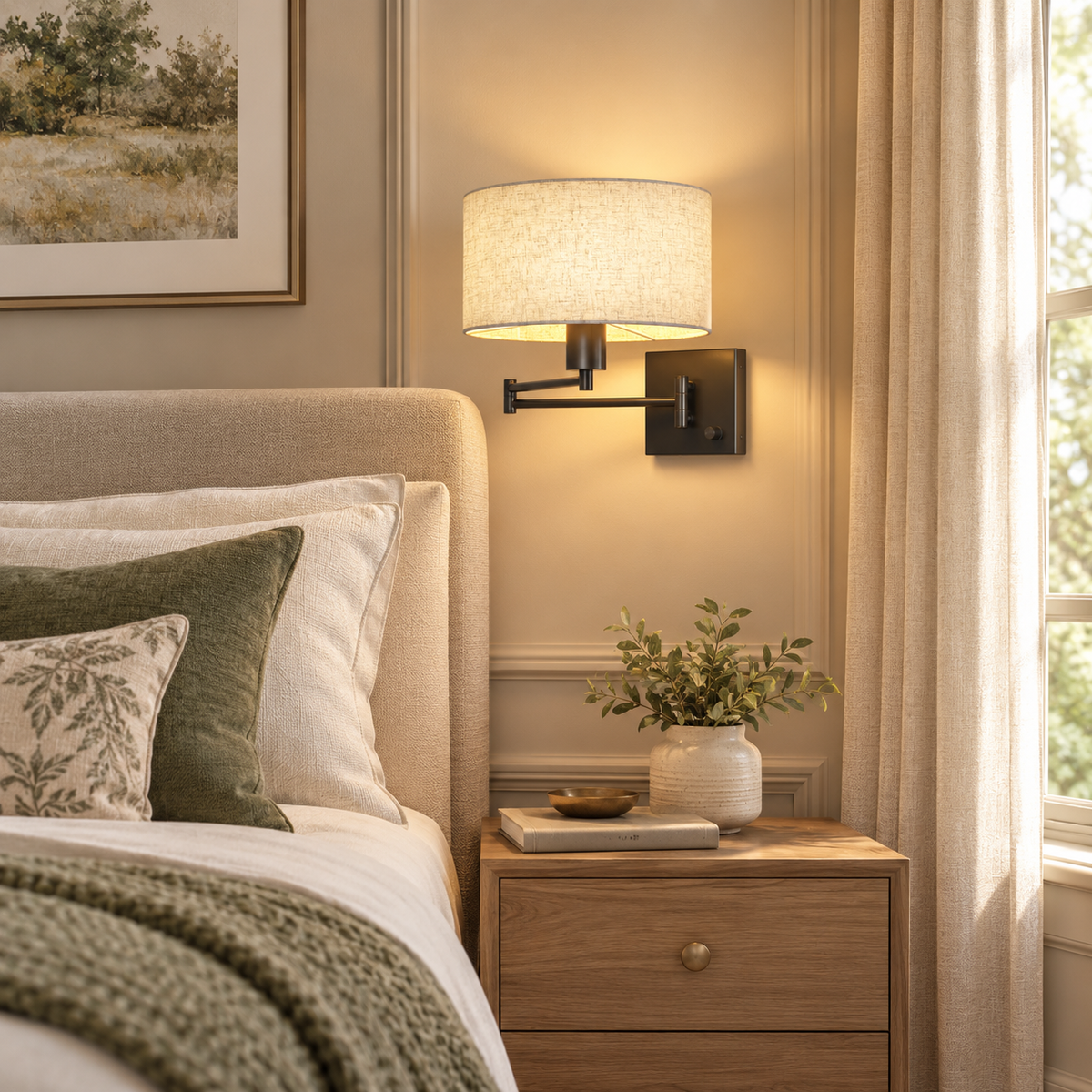 Hardwired Swing Arm Wall Sconce With Bulb