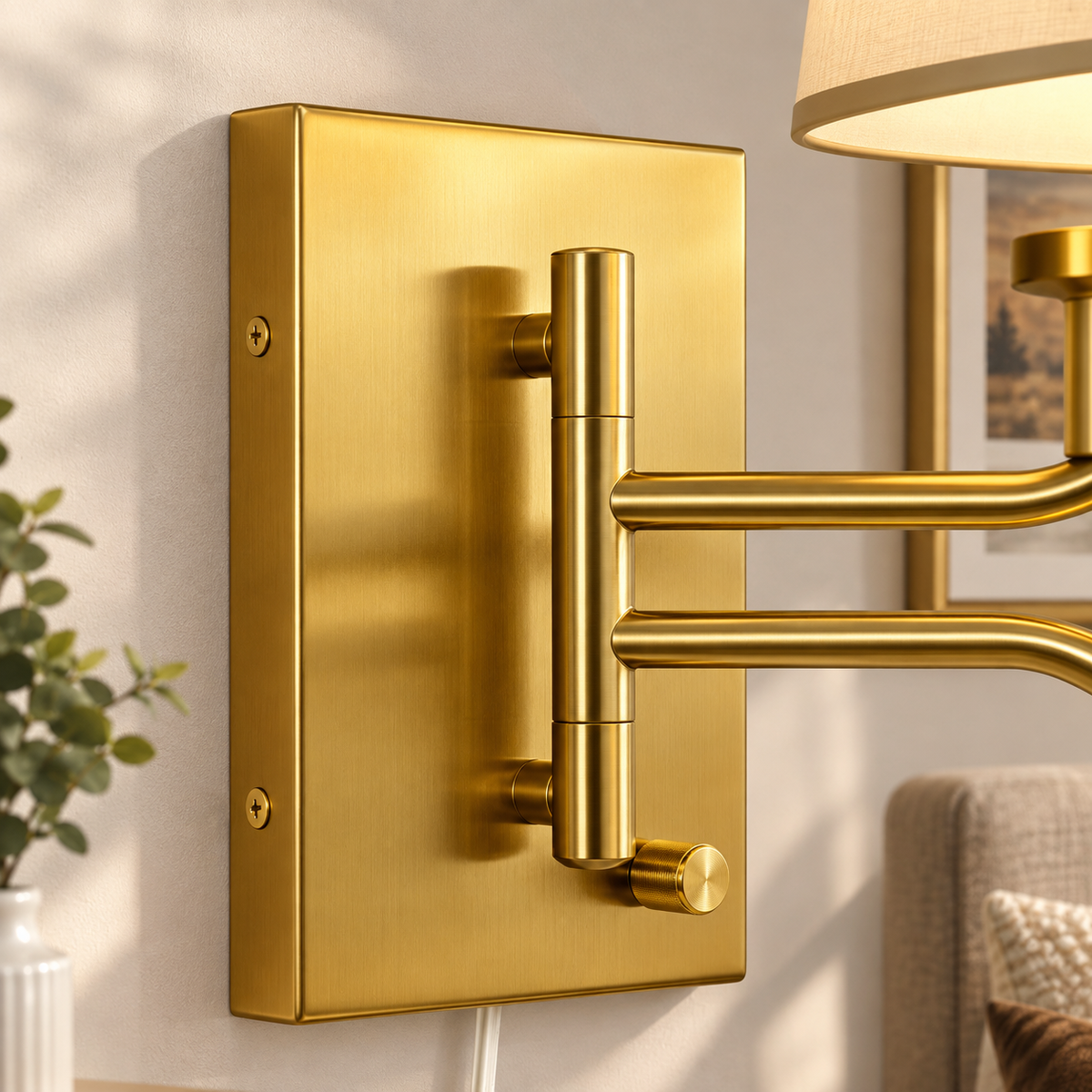 Light Dimmable Iron Swing Arm Sconc