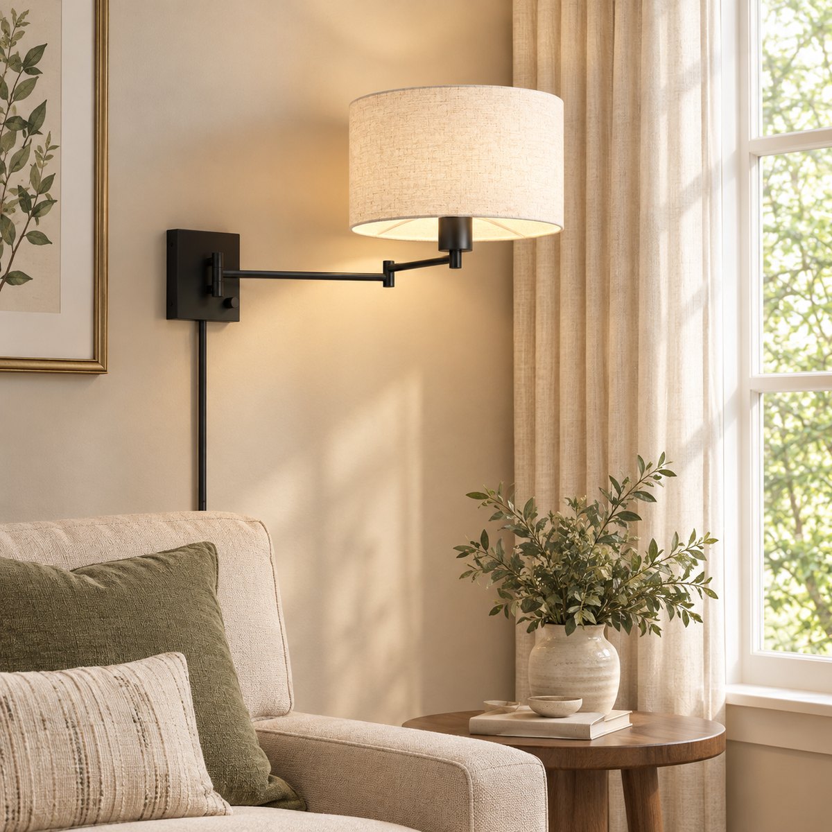 Hardwired Swing Arm Wall Sconce With Bulb