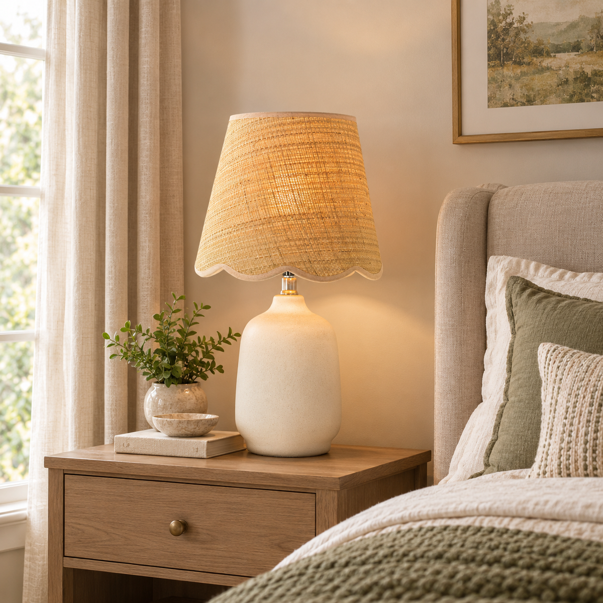 Kokenos Ceramic & Rattan Table Lamp